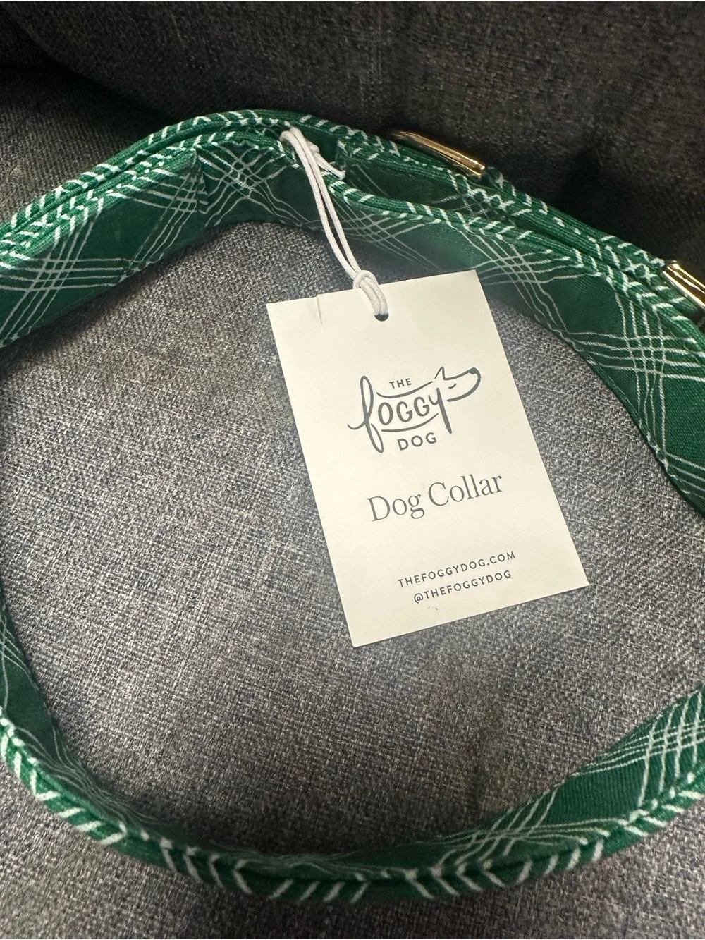 The Foggy Dog Emerald Plaid Dog Collar